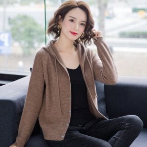 Korean Hooded Cardigan Women Spring Autumn Casual Single Breasted Long Sleeve Knitted Sweater Cardigan Female Coat