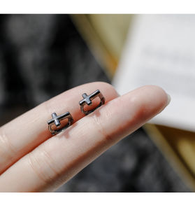Khuyên tai bạc nam chữ thập tự bông tai thánh giá chốt lẫy S925 CROSS QA SILVER Earrings EA200602
