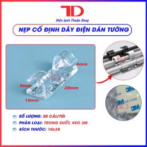 Bộ 16 - 20 Nẹp Dán Tường Cố Định Dây Điện Chống Rối Kẹp Giữ Dây Cáp Sạc (Có Keo Dán 3M) Điện Lạnh Thuận Dung