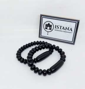 gelang satu pasang bahan galih kelor hitam butiran pipi kombinasi plat