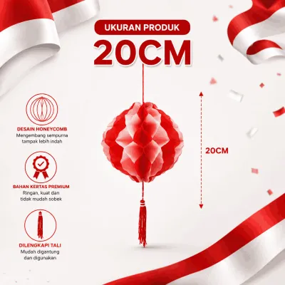 Lampion Pvc Merah Putih Hiasan 17 Agustus Dirgahayu Ri
