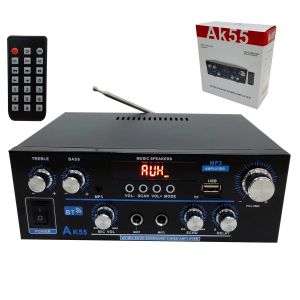 AK55 Amplifier Bluetooth-compatible Music Amplifiers for Home Car Karaoke 2 Channel HiFi Stereo AMP FM USB Remote Control Audio