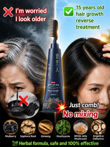 Herbal Hair Dye Comb Natural Hair Color Comb Quick Gray Coverage Hair Dye Applicator Dual Brush Head Root Touch Up Brush Easy Use Home Hair Colouring Tool Men Women