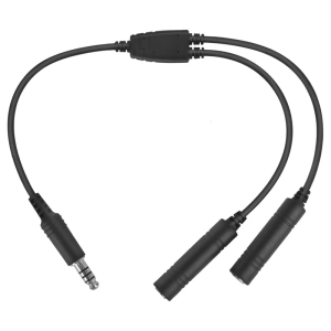 Helicopter Headphone Adapter Cord Double Plugs to U174/U 7.1mm Aviation Interfaces for Fixed Wing Aircraft Communication