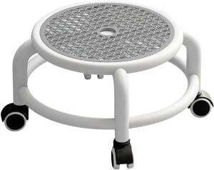 Roller Round Seat Low Stool 360 Degree Rotating Rolling Pedicure Stool Heavy Duty Footrest MovableStool High Weight Universal Pulley Wheel Stool for Garage Salon Home