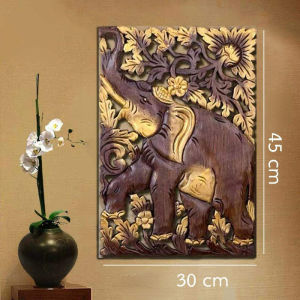 Elephant Hand Carved Teak Home Decor Wooden Wall Art Wooden Home Decor Hand Carved Living Room Decor