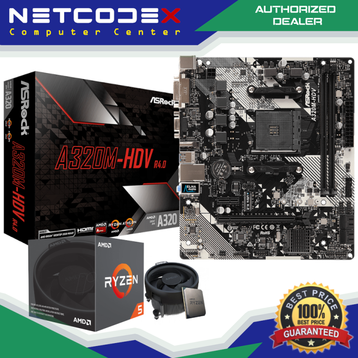 AMD Ryzen 3400G ASRock A320M-HDV Bundle HDMI DVI