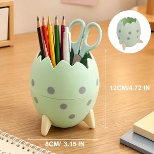 Cute Dinosaur Egg Pen Holder Desktop Organizer Cartoon Pencil Cup Stationery Storage Box for Kid Student Office School