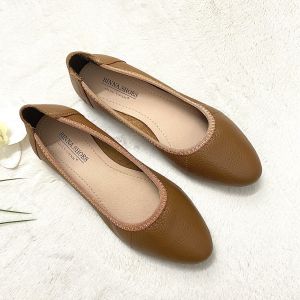 Giày nữ rẻ đẹp binna 3 giày da thật êm mềm chân đế bằng chống trượt bảo hành keo đế 2 năm