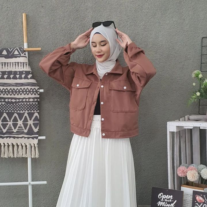 NEW] AUSY JACKET Bahan Flecee Sweater Wanita Kekinian Polos