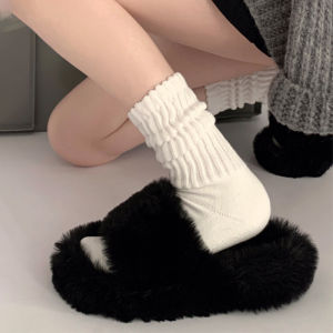 Pretty girls shoes ถุงเท้ายาวถึงเข่าสตรี ถุงเท้าผ้าฝ้ายนักเรียนสีขาว ถุงเท้ากลางน่องนักเรียน ถุงเท้าขนแฟชั่น ถุงเท้าอบอุ่นดูดซับเหงื่อสบาย