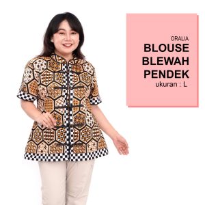 Blouse Big Size Wanita Atasan Batik Jumbo LD 140 / S-M-L-XL-2L-3L-4L-5L-6L-7L Model Jumbo Blus Kerja Batik / Atasan Batik Jumbo Wanita Seragam Kantor Formal