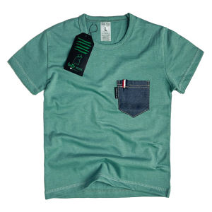 LUTTE KIDS | KAOS ANAK | BAJU ANAK SAKU DENIM | TSHIRT KIDS BAHAN KATUN COMBAD WARNA HIJAU SAGE