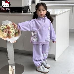 Christmas Gift Halloween Anime Childrens Hello Kitty Casual Set Sanrio Spring Autumn Cartoon Kawaii Sportswear Suit Girls Sweet Clothe Comfort Soft Coat