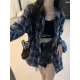 ZD Korean Style R Long Sleeve Plaid Shirt Jacket for Women Spring Autumn Loose Fit Niche Versatile. 