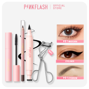 PINKFLASH Eyes Makeup Set Lengthen Mascara +Eyeliner Stamp + Eyebrow