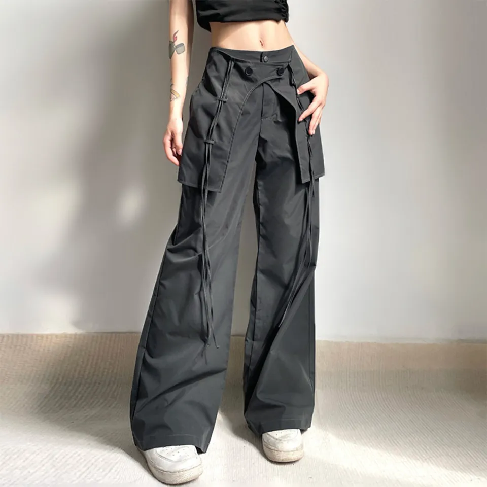 Baggy Parachute Pants with drawstring Y2K