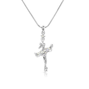 SO SEOUL Ballerina Dancer Soubresaut Ballet Aurore Boreale Crystal Pendant Necklace-Gift for Girls