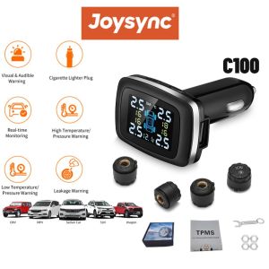 Joysync C100 ​​Wireless TPMS Tire Pressure Monitoring System with 4 Sensors - Air Leak Alert Real-time Color LCD Display Compatible with Cars/Trucks/Trailers/SUVs​