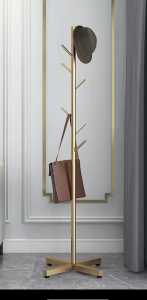 Alvaro Sintered Stone Base Brass Steel 7 Hooks Coat Rack