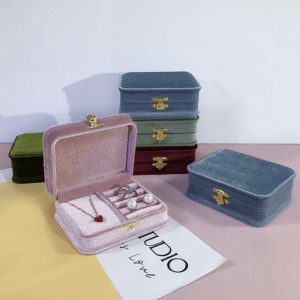 PAZNUL Velvet Flocking Jewelry Storage Case Elegant Sturdy Buckle Necklace Storage Box Compact Jewellery Organizer Jewelry Storage