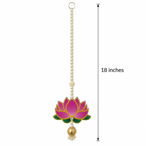 Handmade Lotus Wall Hanging with Gota Ball | MDF Lotus Hanging for Navrathri Deepavali Pooja & Festive Décor | Size - 18 Inch | Pack of 1 Pc