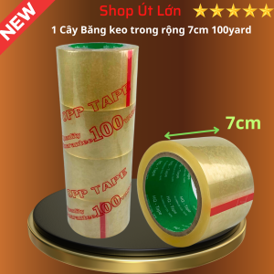Băng keo trong rộng 7cm 100yard nặng 1kg lõi giấy 3mm 1 cây có 4 cuộn