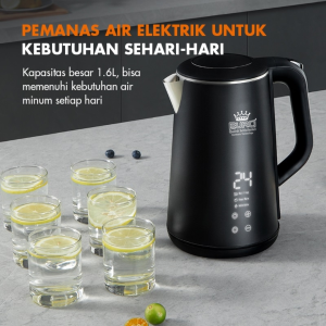 Teko Listrik Stainless 1.6 Liter Kettle Layar Sentuh 1500w - Pemanas Air Stainless Steel Electric Kettle Digital Screen
