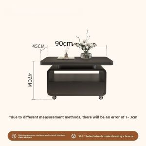 [Cozy ]Creative Modern Minimalist Rectangular Movable Glass Coffee Table Small Apartment Living Room Home Side Table Cabinet Design Sense