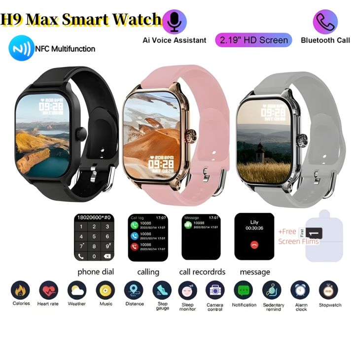 Original H9 Max 2.03HD Screen NFC Smartwatch Bluetooth Call Heart Rate Blood Oxygen Tracker Sport Smart Watch Women Men