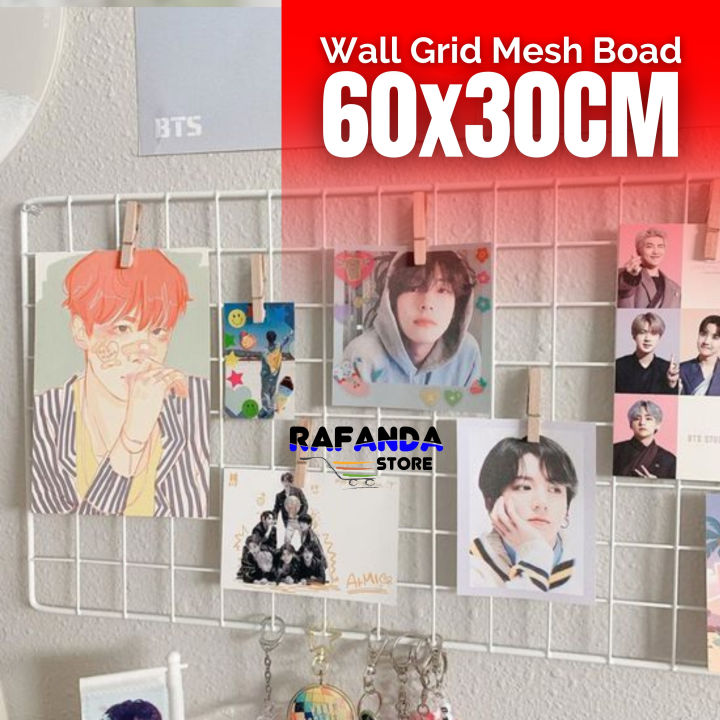 Dekorasi room Wire grid wall 60x30cm Kawat ram dinding display pajangan ...
