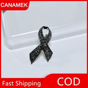 【CANAMEK】 Hợp kim đơn giản màu đen trắng Ribbon Pin huy hiệu Trâm tang lễ tưởng niệm Pin tang huy hiệu phù hợp với quần áo trang sức phụ kiện