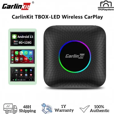 CarlinKit Tbox Led 8+128GB Multimedia Video Android13 AI Box Wireless CarPlay & Android Auto