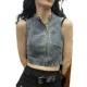 2025 Summer New American Retro Zipper Sleeveless Slim Fit Denim Vest. 