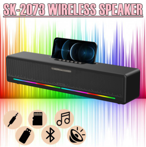 QIXI SK-2073 RGB Speaker Sound Bar Subwoofer Super Bass Stereo Device Wireless Bluetooth with Phone Stand