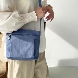 GStar Casual Fashion Womens Crossbody Bag 2025 New Style Waterproof Nylon Bucket Bag Small Square Single Shoulder Bag Zipper Oxford Cloth Sling Bag