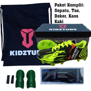 KIDZTUBS Sepatu Bola Anak Paket Komplit Sepatu Bola Tas Skin Deker Kaos Kaki Usia 6-10 Tahun Size 28 29 30 31 32 33 34 35 36 37 KDZ1633010625