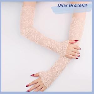 Ditur Summer Sun Protection Gloves Ice Lace Sleeves Driving Uv Blocking Arm Sleeves