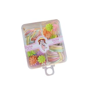 BW-C1122 Karet Jepit Box Gift Set 4 Sekat Colorfull Aksesoris Rambut Anak Perempuan Jepitan Karakter