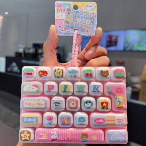 YESMILE 26 phím Móc khóa bàn phím Phím bấm được Vòng treo Đồ chơi giảm căng thẳng Bền bỉ Âm thanh phím rõ ràng Đồ chơi giảm căng thẳng dạng bàn phím Phụ kiện trang trí túi xách