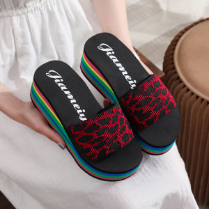 [Free Shipping] WomenS Fashionable Outdoor Sandals Casual Slip-On Style Non-Slip Beach Sandals With A Thick Platform Sole And A Trendy Wedge Heel