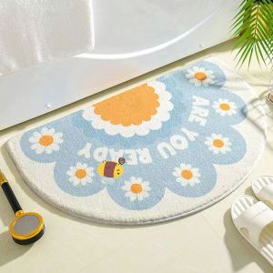 Cute Floor Mat Soft Flower Carpet Super Absorbent Floor Rug Cartoon semicircle entrance Door Mat Home Decor 40X60CM