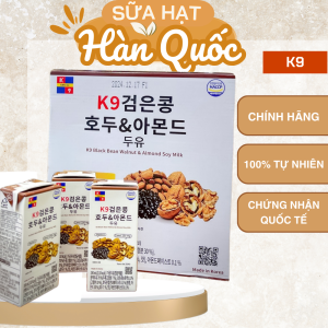 Thùng (16 Hộp) Sữa Hạt Hàn Quốc K9 – Óc Chó Hạnh Nhân Đậu Nành Đen dung tích 190ml / hộp