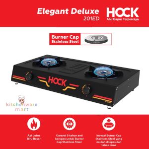 Hock Kompor Gas 2 Dua Tungku Elegant Deluxe Burner Cap Stainless Steel Garansi HP-201ED