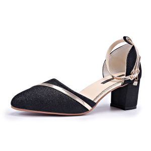 Venalisa Womens single buckle bridesmaid bride thick and elegant wedding high heels