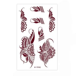 CHAMPIONBABY Legs Arm Henna Tattoo Stickers Lace Fake Tattoo Red Mehndi Stickers Temporary Tattoo Creative Wedding Tool Red Henna Tattoo Decals Women/Lady