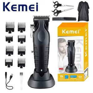 ใหม่ ปัตตาเลี่ยนไร้สาย Kemei KM-2296 มาพร้อมแท่นชาร์จ ดีไซน์สวย(สีดำ) ฟันมาตราฐาน เครื่องแรง ฟันคม เสียงเบา ตัดนิ่ม