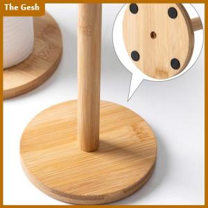 [The Gesh] Kitchen Wooden Roll Paper Towel Holder Bathroom Tissue Vertical Stand Disposable Paper Pot Kitchen Toilet Storage Accessories