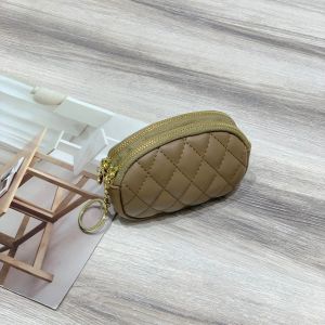 Mini Coin Purse Leather Women Zipper Cowhide Wallet Female Card Holder Clutch Money Bag with Key Chain