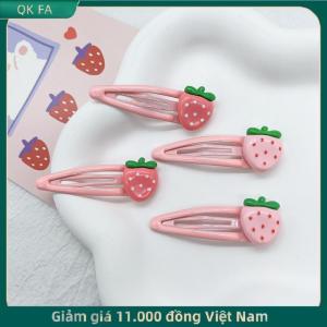 QK FA ✨ 2 pcs dễ thương ngọt ngào dâu kẹp tóc đáng yêu màu hồng tóc Clip cô gái bangs Clip BB snap clip Phụ kiện tóc